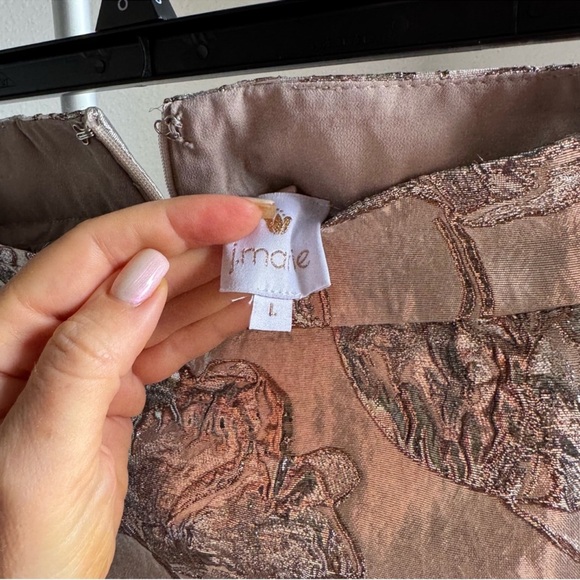 NWT J.Marie The Kai Silver Gold Floral Mini Skirt Sz L - Picture 8 of 10